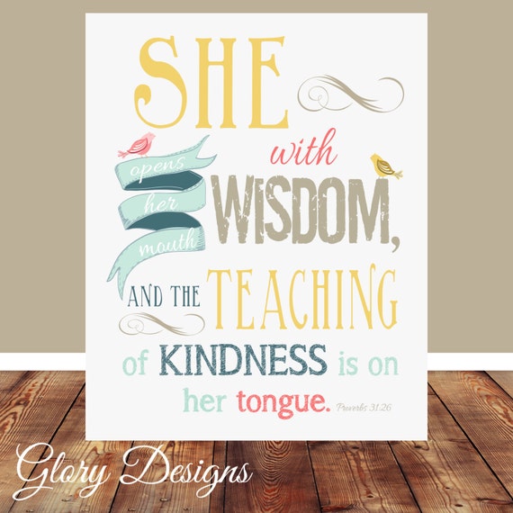 Bible Verse Mother's day Scripture art Proverbs 31