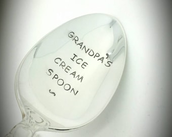 Grandpa's Ice Cream Spoon Stamped Spoon, Gift for Dad, gift for Father, Gift for Grandpa, Gift for Him