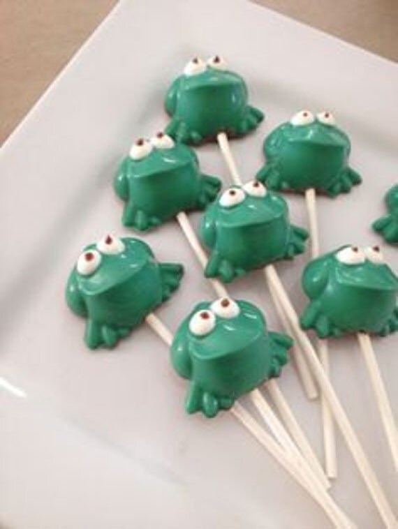 12 Chocolate Green Frog Lollipops Baby Shower Birthday Party