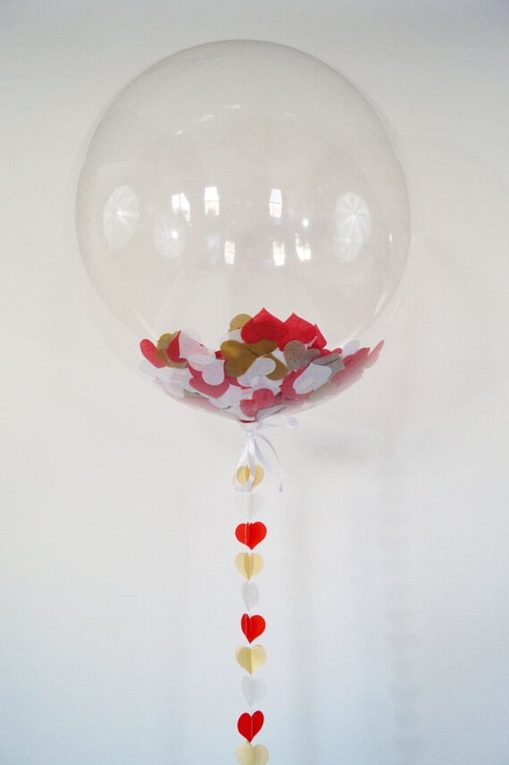 Items similar to FREE SHIPPING Clear Confetti Heart Balloon on Etsy