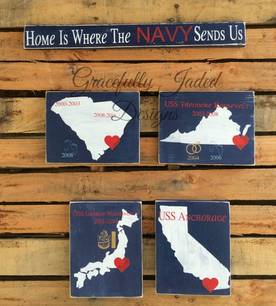 Home Is Where The Military Sends Us State Signs with hearts