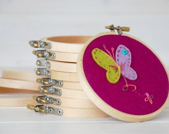 6-Pack - 4" Wooden Embroidery Hoop - Embroidery Accessorie - Wooden Hoops - Woodcrafts