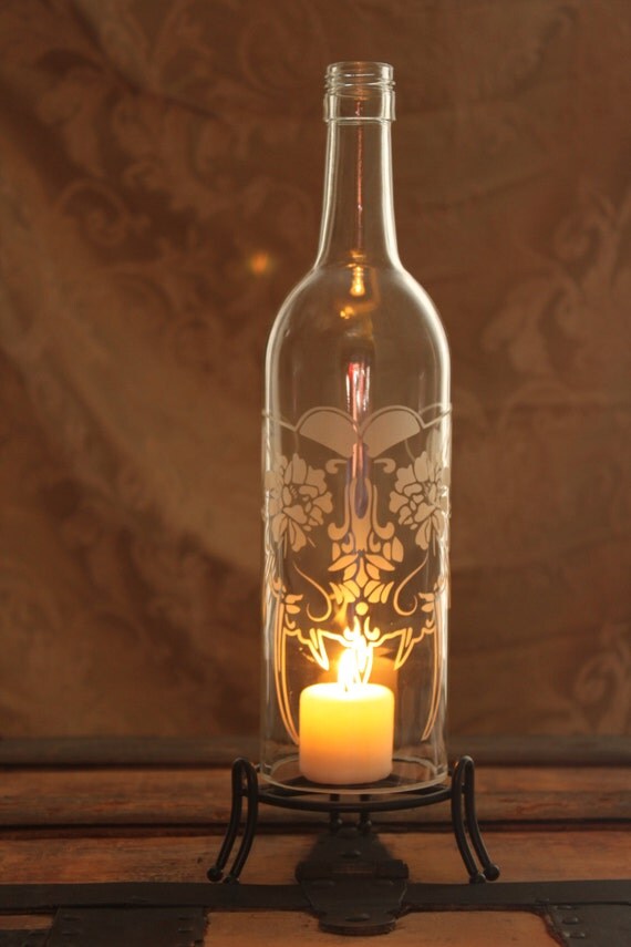 Items similar to Butterfly Wine Bottle Lantern Kit (Stand & Candle Included) on Etsy