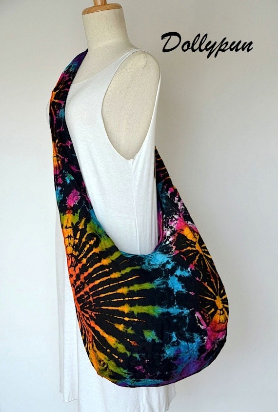 Hippie Tie Dye Hobo Bag Sling Shoulder Crossbody Purse by Dollypun