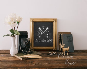 Custom wedding logo Wedding Sign Chalkboard printable Monogram Bride and Groom Initials wedding logo Printable Typography, Digital File