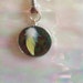 Dark Green Iridescent Circle Art Glass Pendant