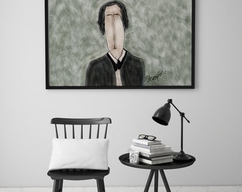 PRINT | CHOPIN / Tiplers' Crazy Composers. Illustration Print.