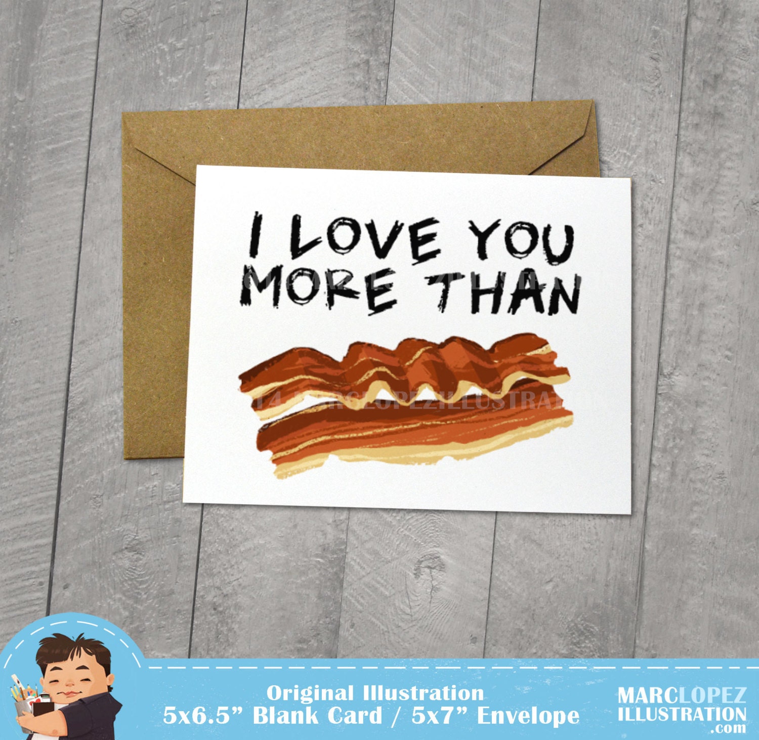 I Love You More Than Bacon Funny I love You Card