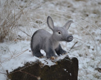 Needle felted animal - Felted Baby Aardvark - Anteater - Funny and unusual animal - Home decor - Luxury toy