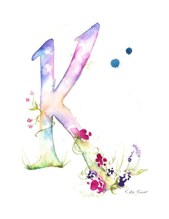 Download Letter K Watercolor Monogram Flower by MilkandHoneybread ...