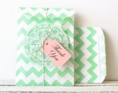 Mint Green Chevron Party Bags, Chevron Favor Bag, Mint Chevron Paper Bag, Mint Paper Bag, Mint Wedding Decor, Mint Party Bag, Mint Favor Bag