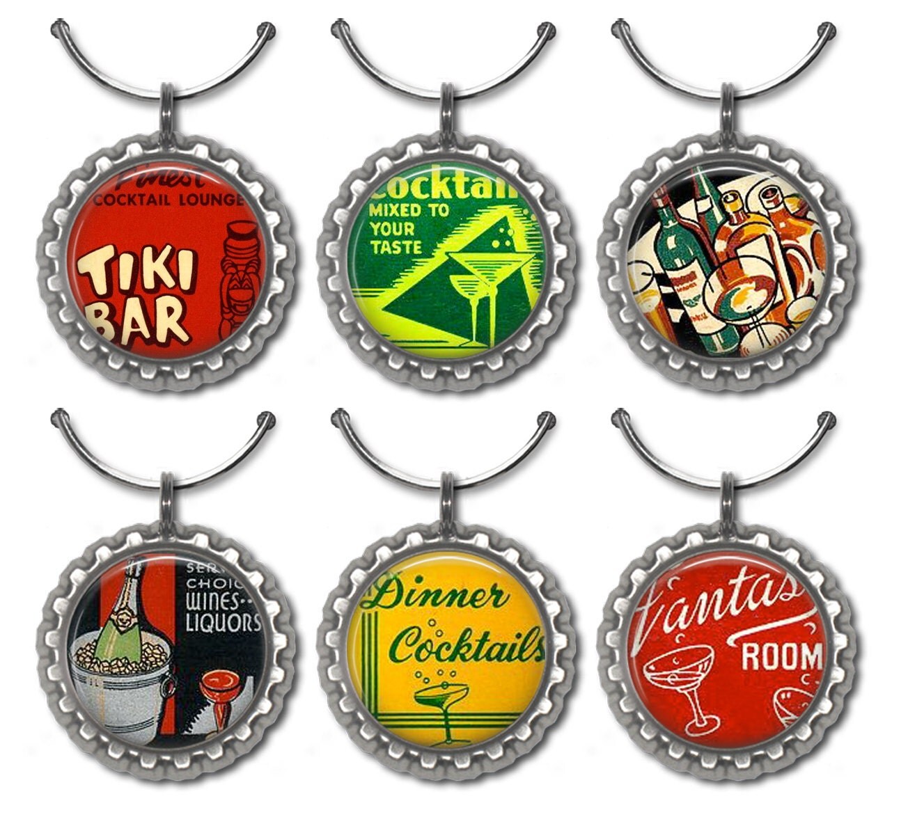 Cocktail party favors retro wine charms martini glass
