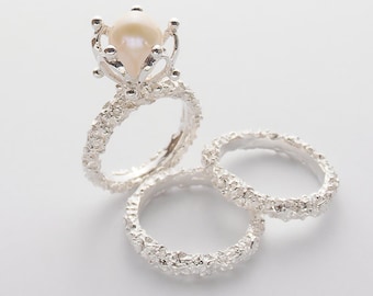 Pearl wedding set ring