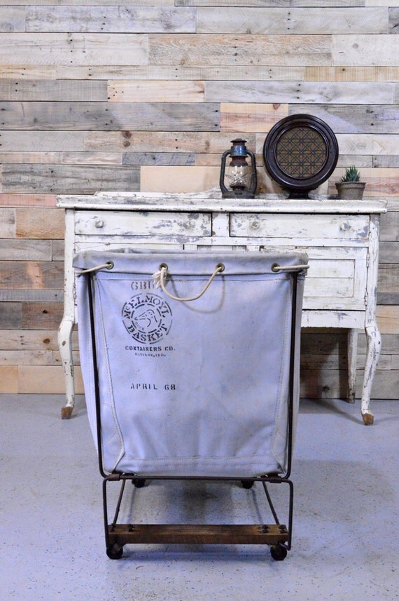 Vintage Laundry Cart Canvas Laundry Cart McElmoyl Basket
