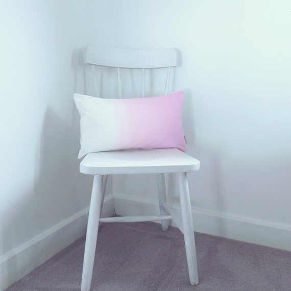 Pale pink ombre cushion cover. Dip dyed throw pillow / cushion