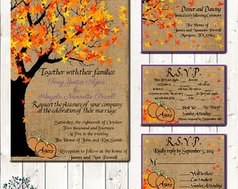 Fall Wedding Invitations, RSVP's, & Reception Cards