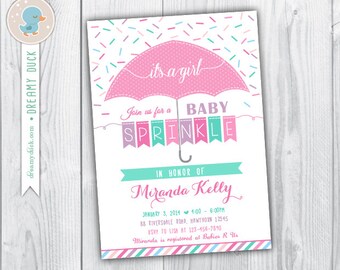 baby sprinkle invitation girl / baby sprinkle invitation / baby sprinkle shower invites / umbrella baby shower invitation / umbrella invite