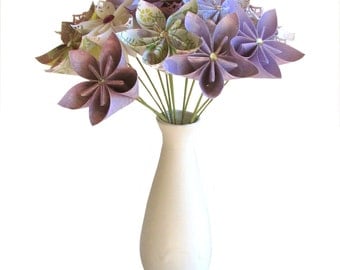 Purple Bouquet, Purple Origami Bouquet, Paper flower bouquet