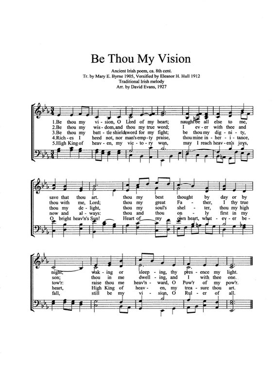 Be Thou My Vision Printable Hymn Sheet Music By Thehymnshoppe