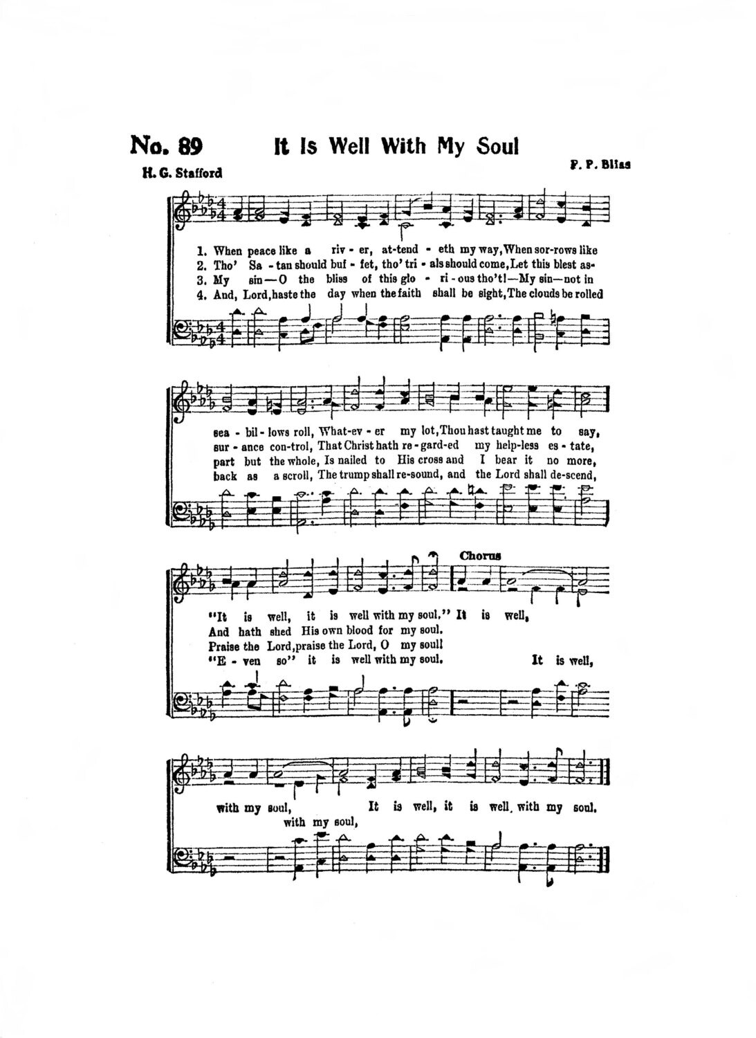It Is Well With My Soul Hymn Digital Sheet Music Print Font