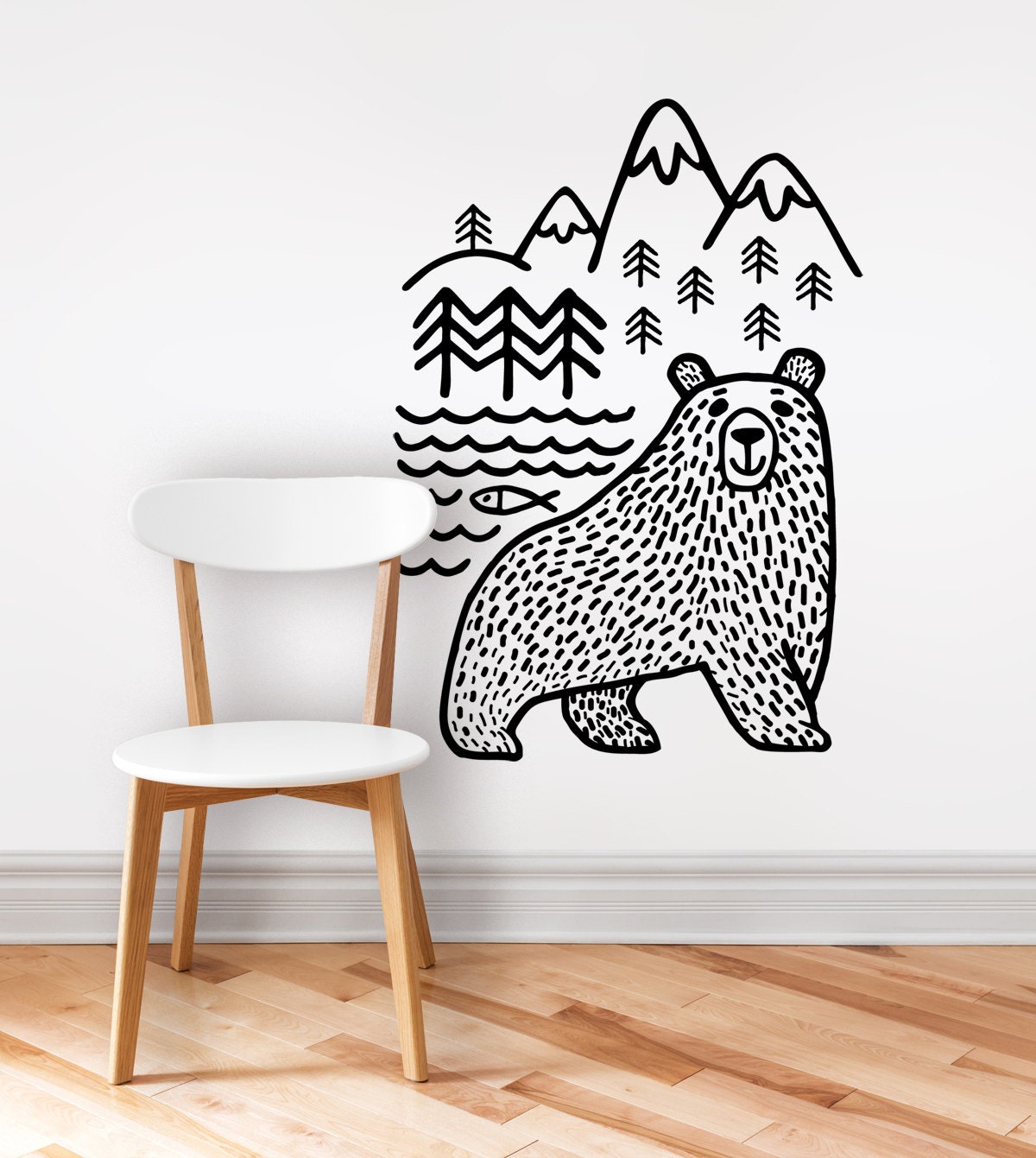 Bear Wall decal wall sticker wild animal mountains