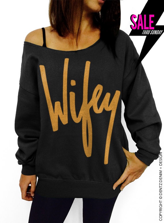 Wifey - Black with Gold Slouchy Oversized Sweatshirt