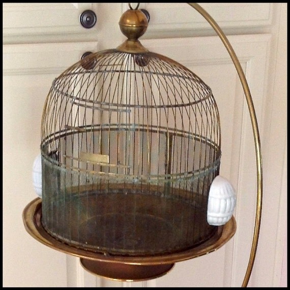 Antique Brass HENDRYX Bird Cage with Stand