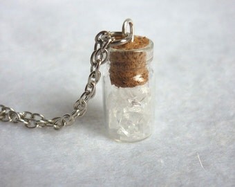Icy White Crystal Vial Necklace