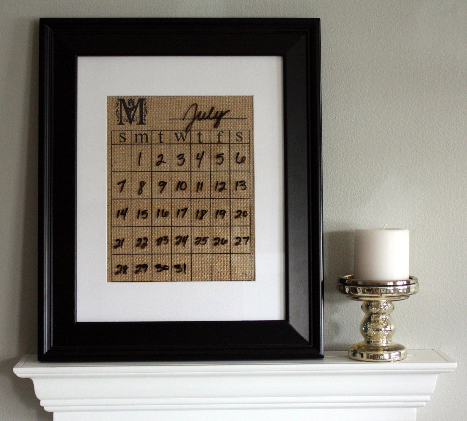 Personalized Burlap Calendar Burlap Calendar by AppalachianCharmVA