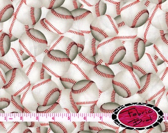 BASEBALLS Fabric by the Yard Half Yard Fat Quarter Base Ball Fabric Sports Fabric Quilting Apparel 100% Cotton Fabric t6-32
