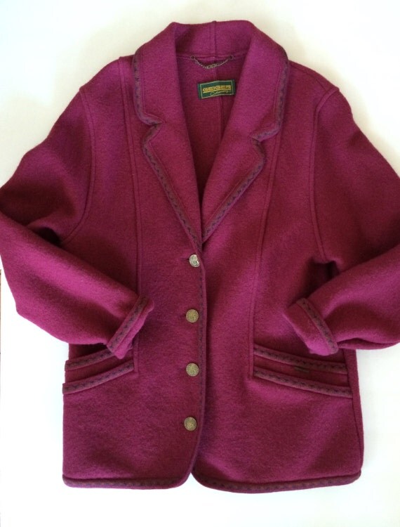 Geiger Austria Coat in Deep Plumb Pink 100% Wool Austrian