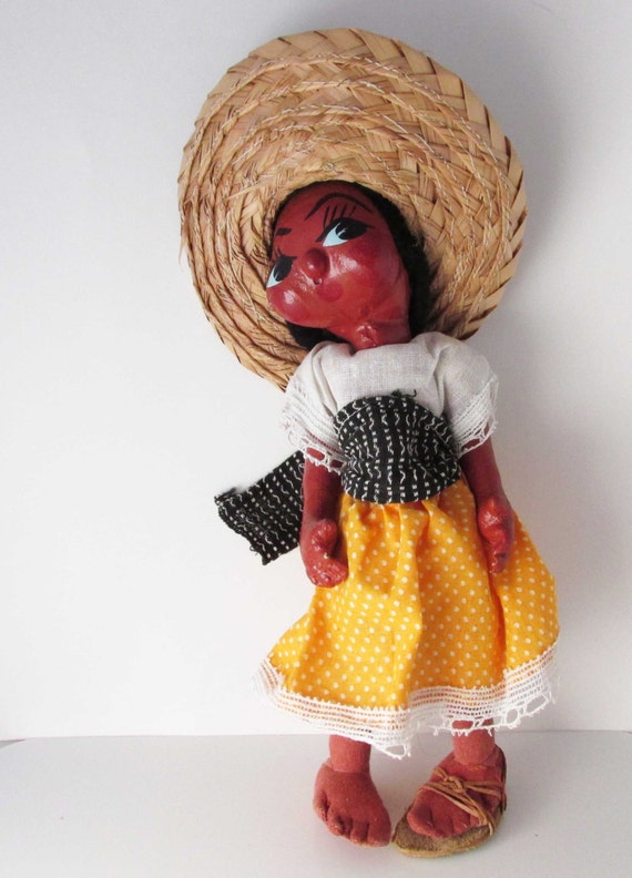 Vintage Mexican Souvenir Doll Folk Handpainted by SaturdayMorningM