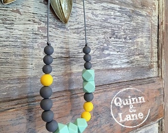 CHOOSE COLOR - Silicone Teething Necklace - Bite Beads Nursing Necklace Jewelry - Teether Chewing Beads - Chew Jewelry Beads - Love Hex