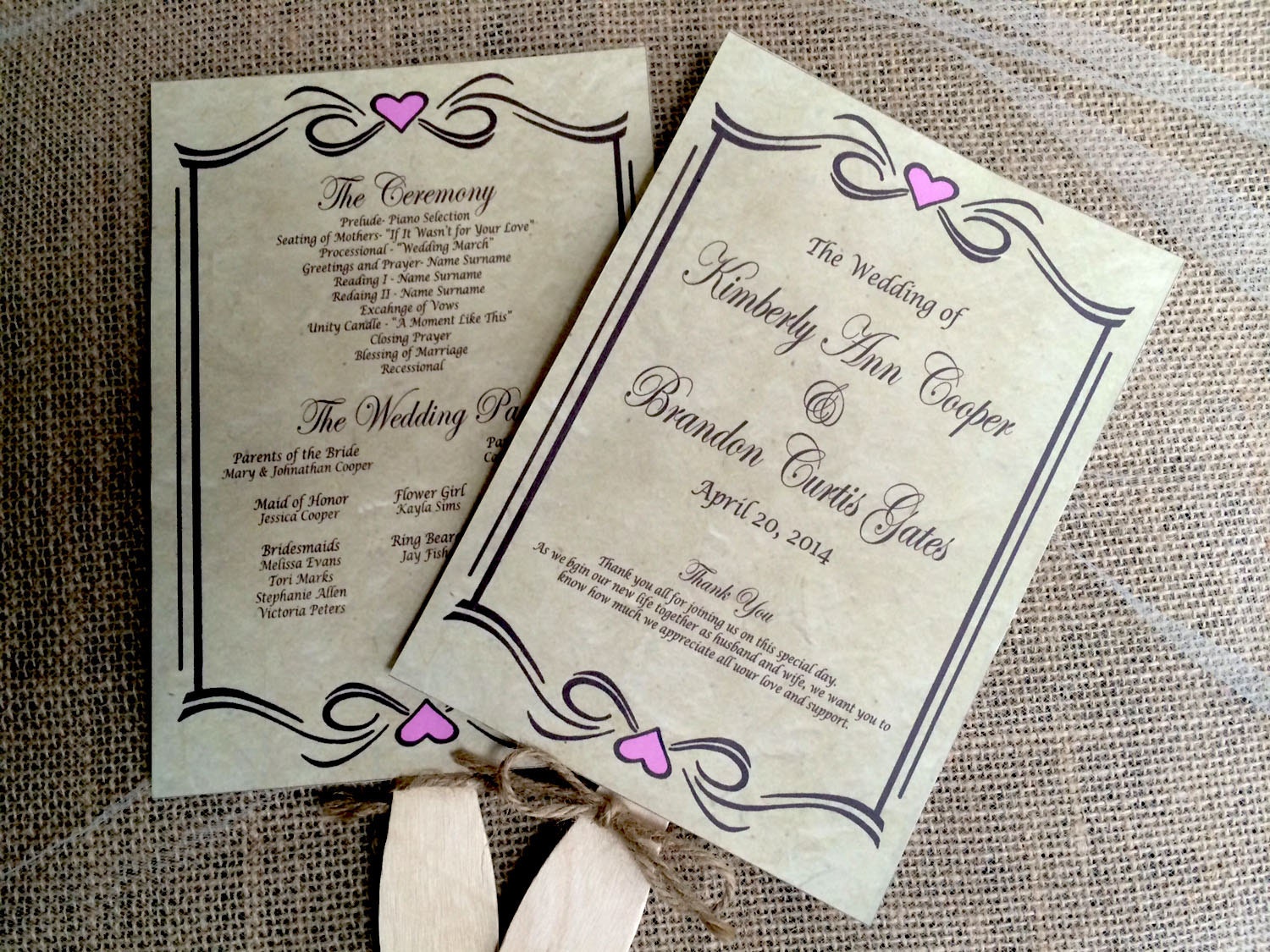  DIY  Rustic Wedding  Program  Fan Printable Vintage Wedding 