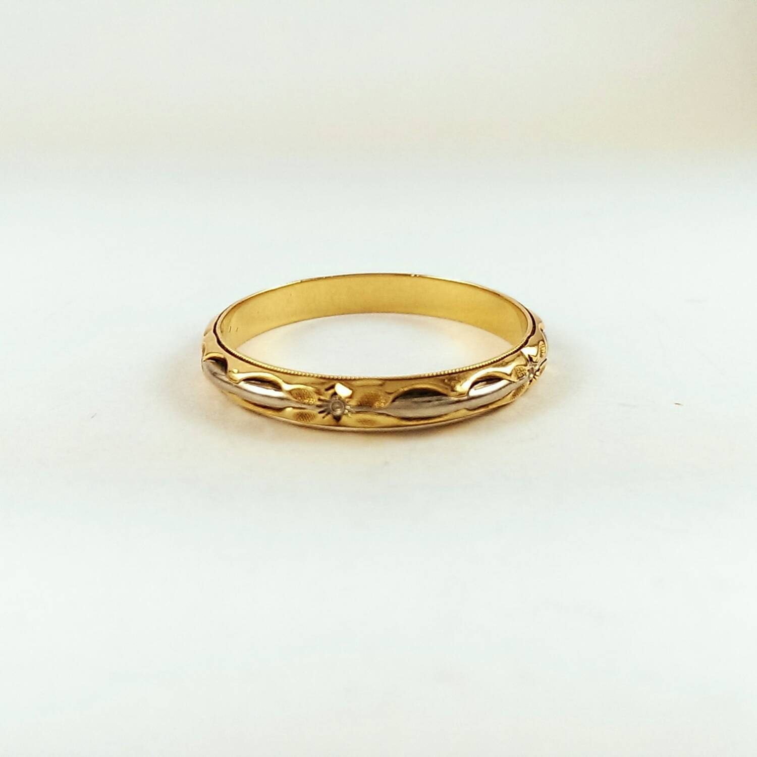 Vintage ArtCarved Two Tone 14k Gold Wedding by