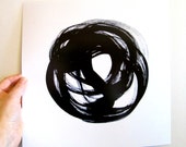 NEW! LARGE FORMAT Abstract Minimalist Acrylic Painting Archival Art Print  "Ink Swirls"  [11" x 11"]