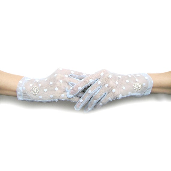 Blue Gloves Polka Dots Gloves Lace Gloves Dotted by curtainroad