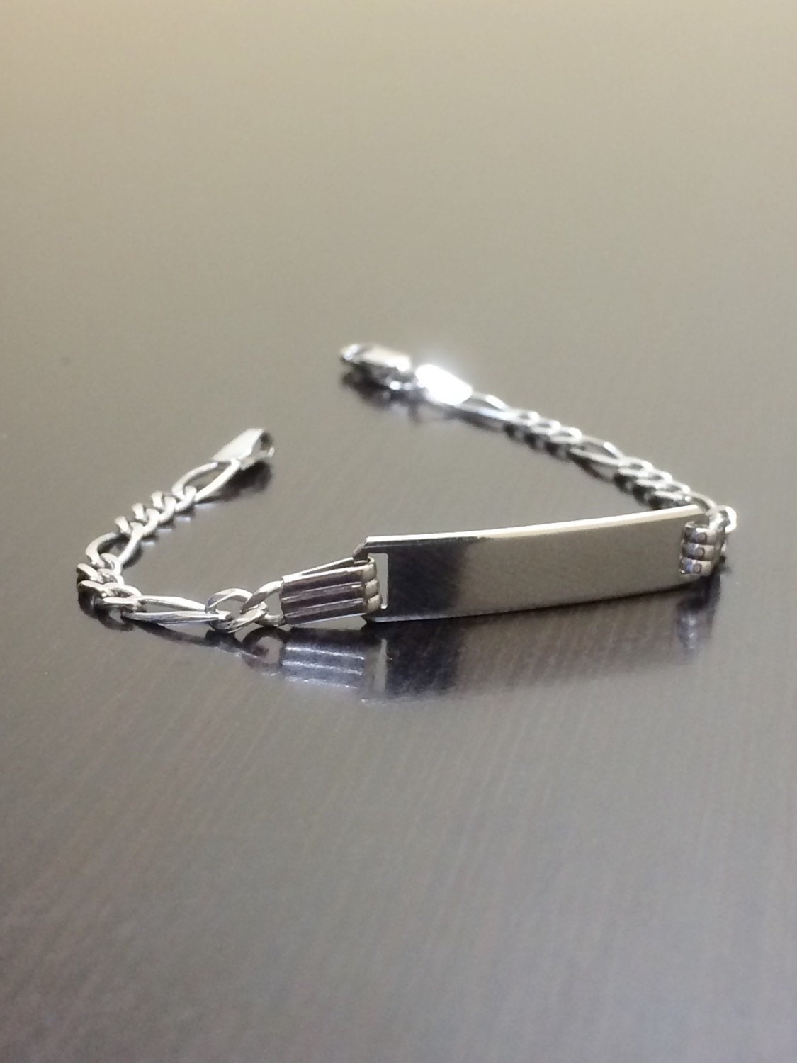 14K White Gold ID Bracelet 14K Gold Bracelet White Gold