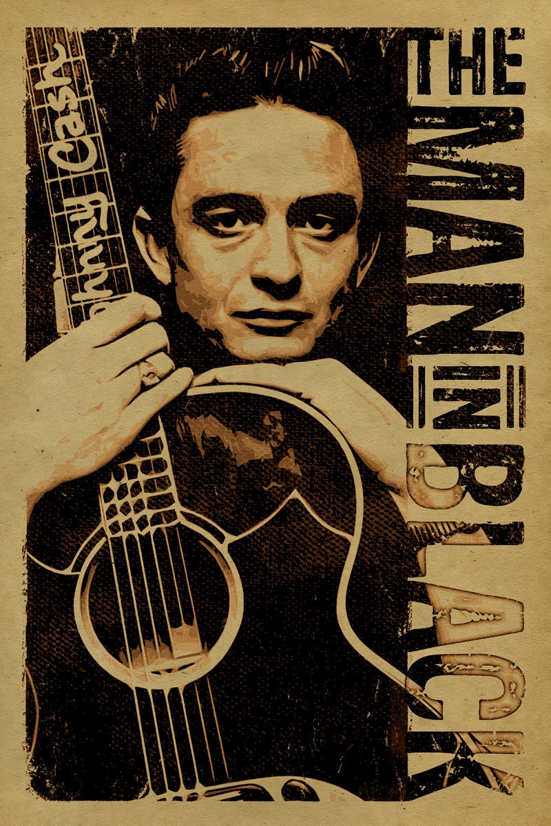 Johnny Cash poster. 12x18. Country Music. Kraft paper.