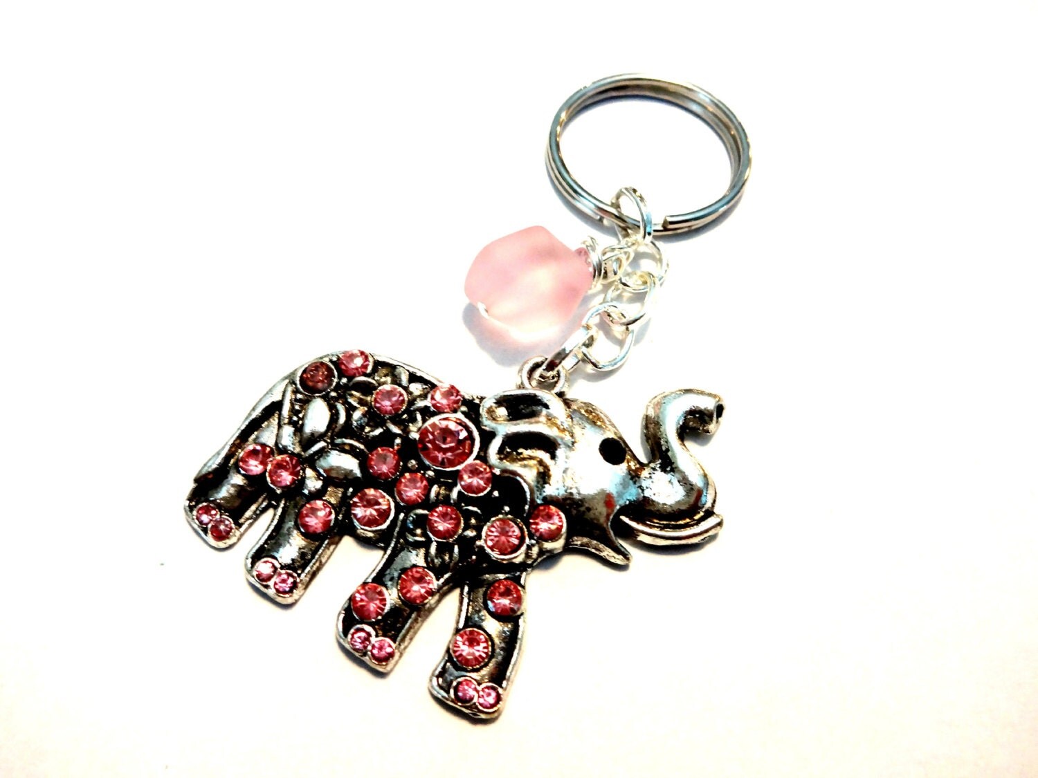 Pink Elephant Keychain Good Luck Elephant Charm by YoursTrulli