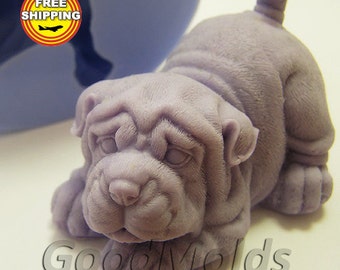 shar pei 3D soap mold silicone molds mold for soap mold of a puppy mold of the dog mold silicone mold animals mold free shipping
