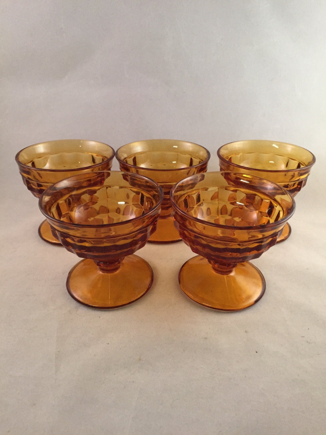 Vintage Amber Footed Dessert Dishes Indiana by ThumbBuddyWithLove