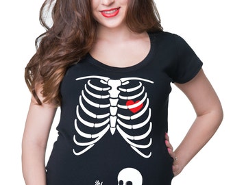 Skeleton Baby BOY Maternity Tee Shirt Gift For Pregnant Woman Funny T-shirt