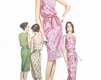 60s Butterick 2667 Sleeveless, Blouson Bodice, Bateau Neckline Dress in Two Lengths, Optional Scoop Back, Vintage Sewing Pattern Size 10