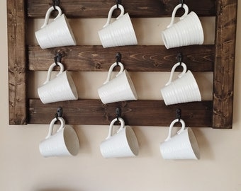 Coffee Mug Display, Coffee mug rack, coffee bar, coffee cup holder, coffee bar decor, Handmade