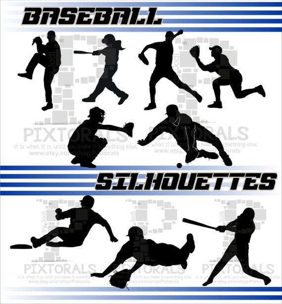 Baseball / Softball Clip Art of Players PNG Transparent