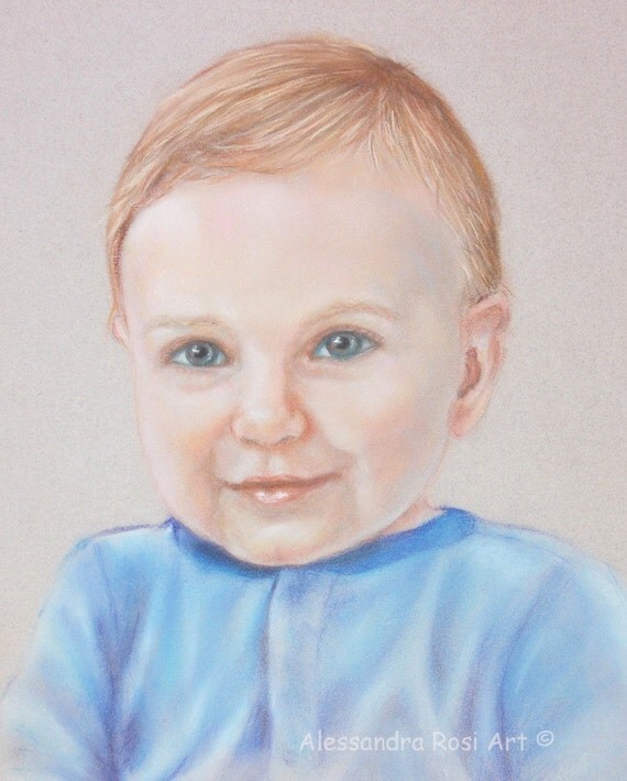 Items similar to Custom Baby Portrait, Child Portrait Painting from ...