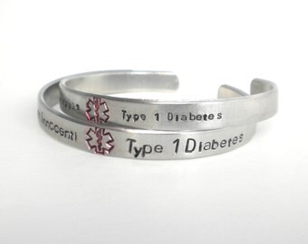 Medical ID Bracelet - Medical Alert Bracelet - Diabetes Bracelet - Epilepsy Bracelet - Allergy Bracelet - Medical Alert - Silver Cuff