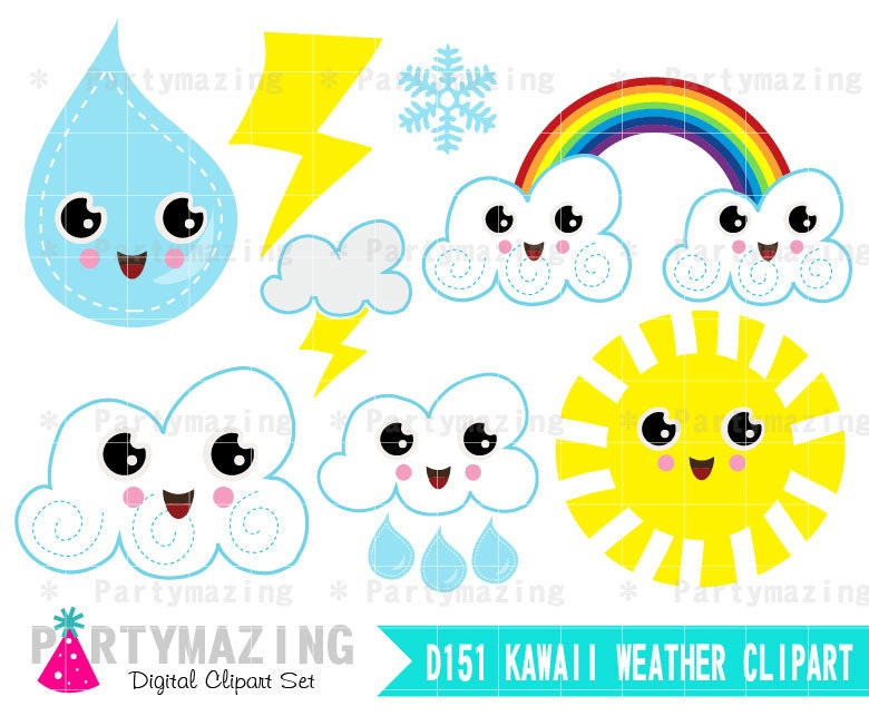 Download Weather Clipart Set Kawaii Weather Report Clipart Planner