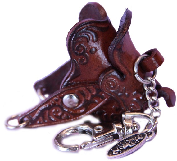 Brown Leather Horse Saddle Charm Purse Accessories Gifts